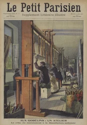 Rekrutierungskrise in der französischen Fertigungsindustrie: eine Werkstatt in der Gobelins-Teppichfabrik, Paris